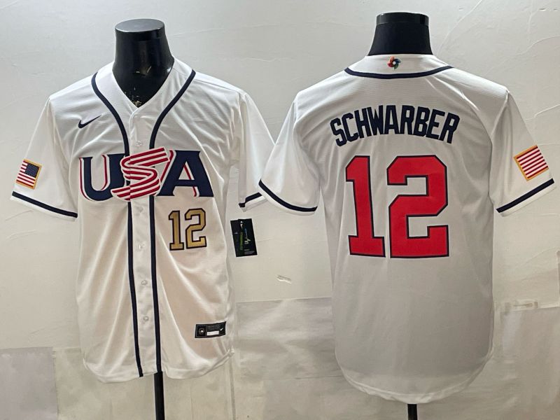 Men 2026 World Cub USA #12 Schwarber White Game Nike MLB Jersey style 002->->MLB Jersey